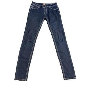 Revolt Jeans Women Size 11 Dark Wash Skinny Stretch‎ Denim Contrast Stitch